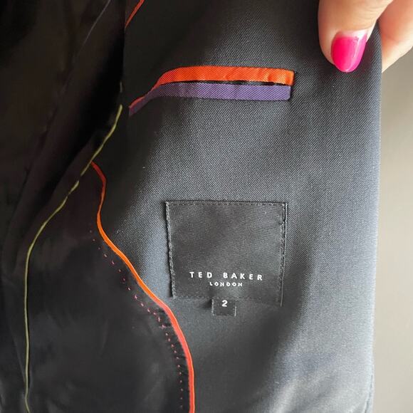 Ted Baker Black Single-Breasted Wool Blazer - Size 2/ Medium - Picture 3 of 6